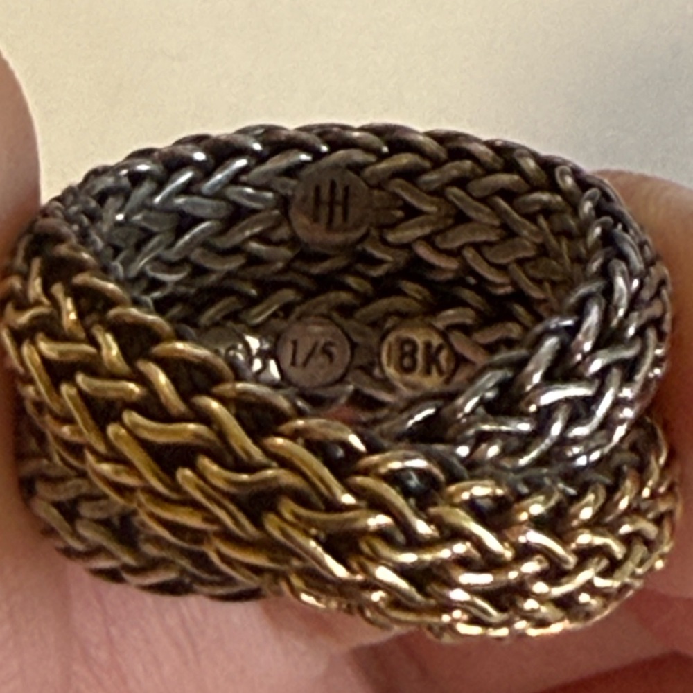 John Hardy Two-Tone Classic Chain Overlap Ring - Size 6 - Picture 5 of 6